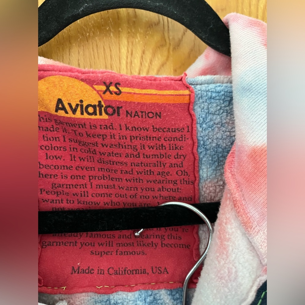 Aviator Nation Red and Blue hand Tie-Dye Track Suit Set - Top (XS) pant (S) - Picture 4 of 15